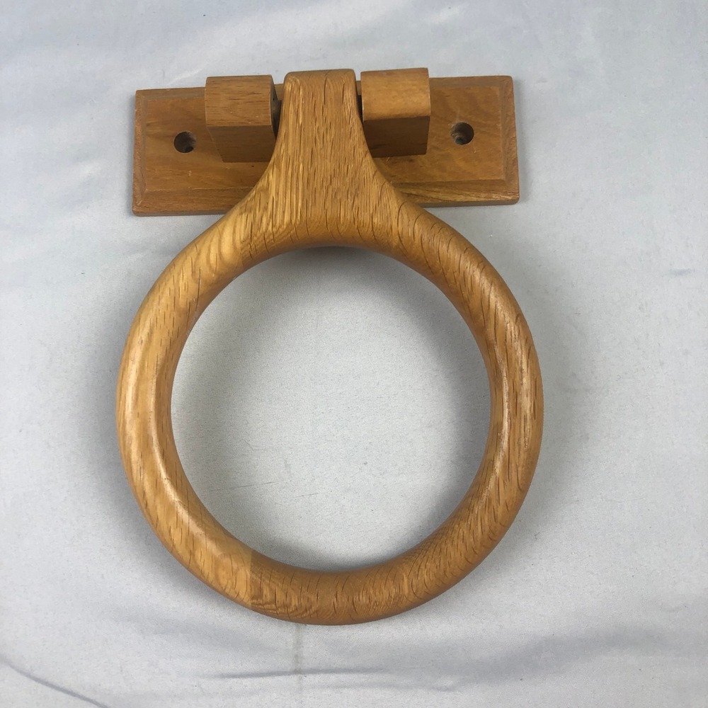 Vintage Oak Wood Towel Ring Holder Wall Mount Bathroom Kitchen Rustic
